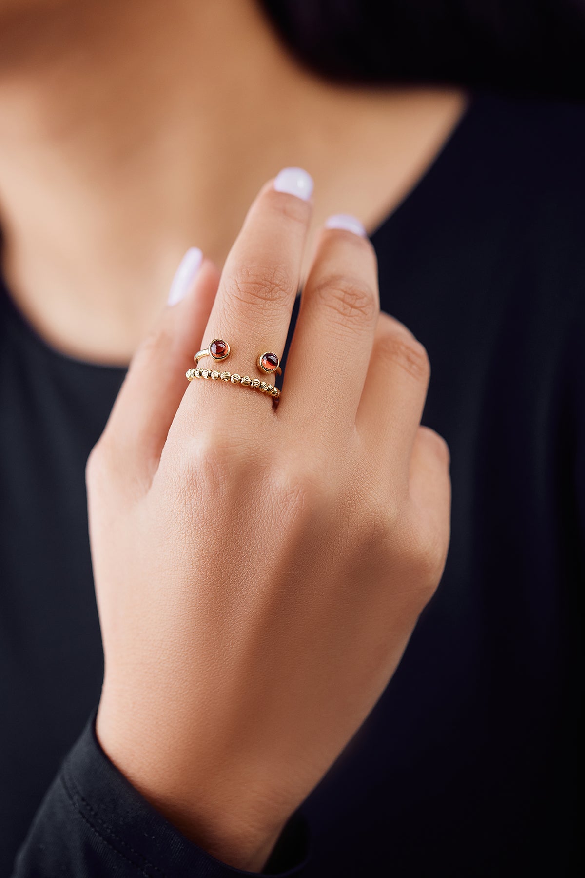 Twilight Embrace: Dual Gold Ring