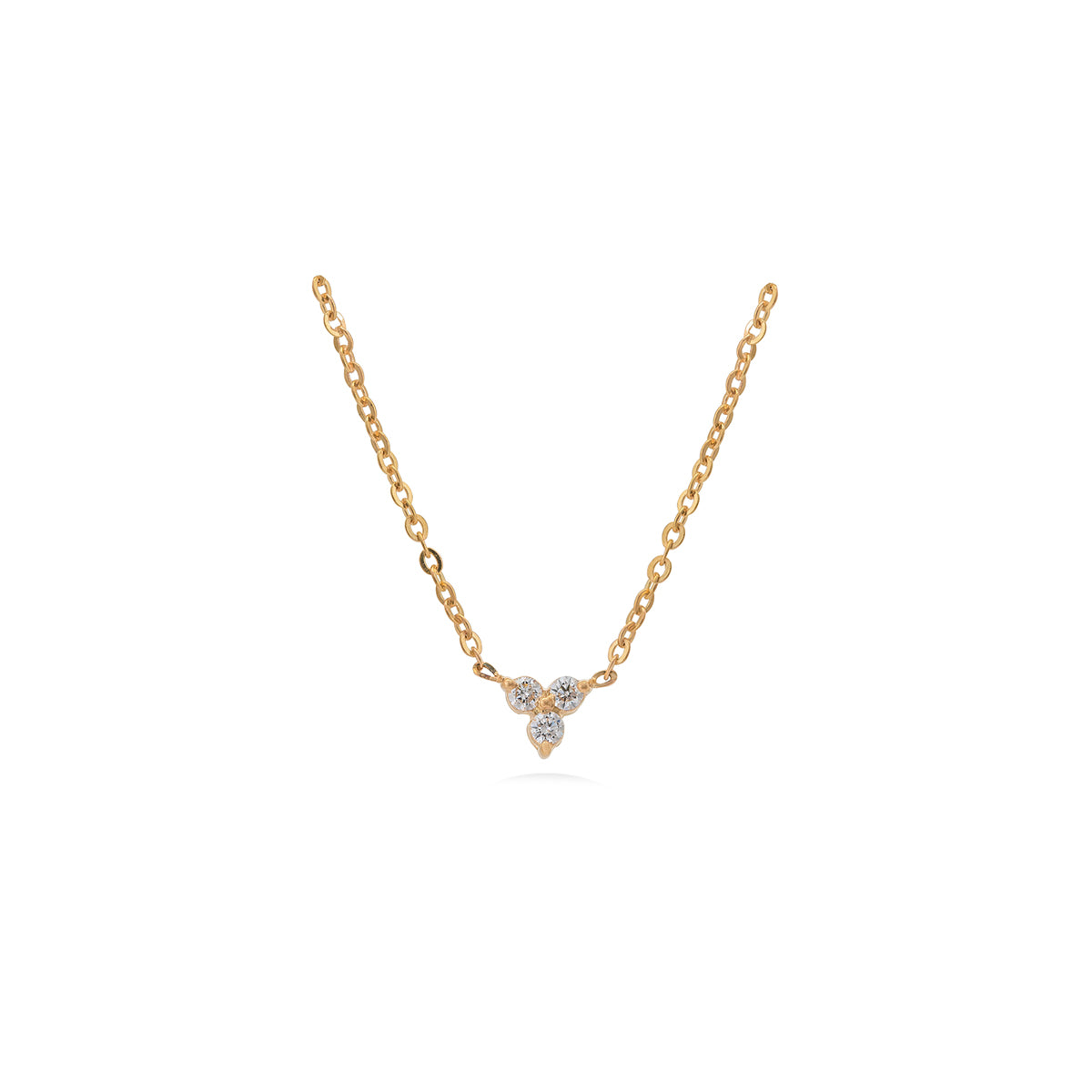 Gold Round Cut Diamond Trio Necklace
