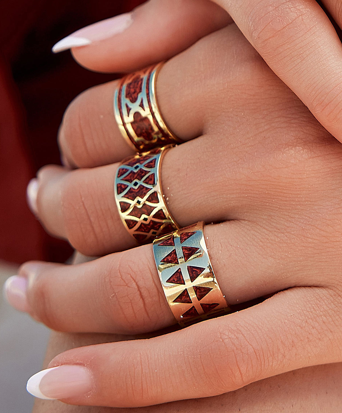 Brown Enamel Cuff Ring
