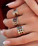 Brown Enamel Cuff Ring