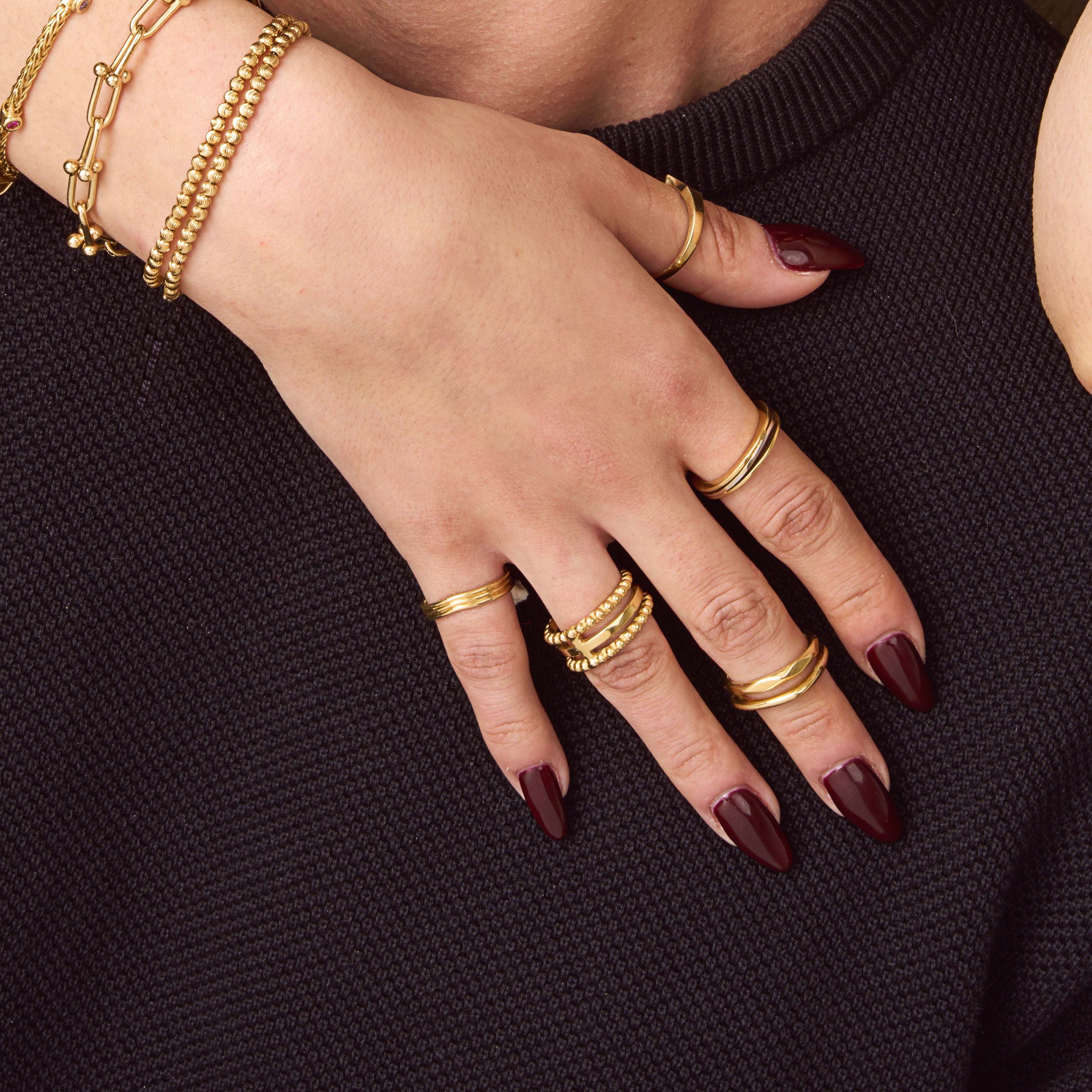 Beaded Double Row Ring