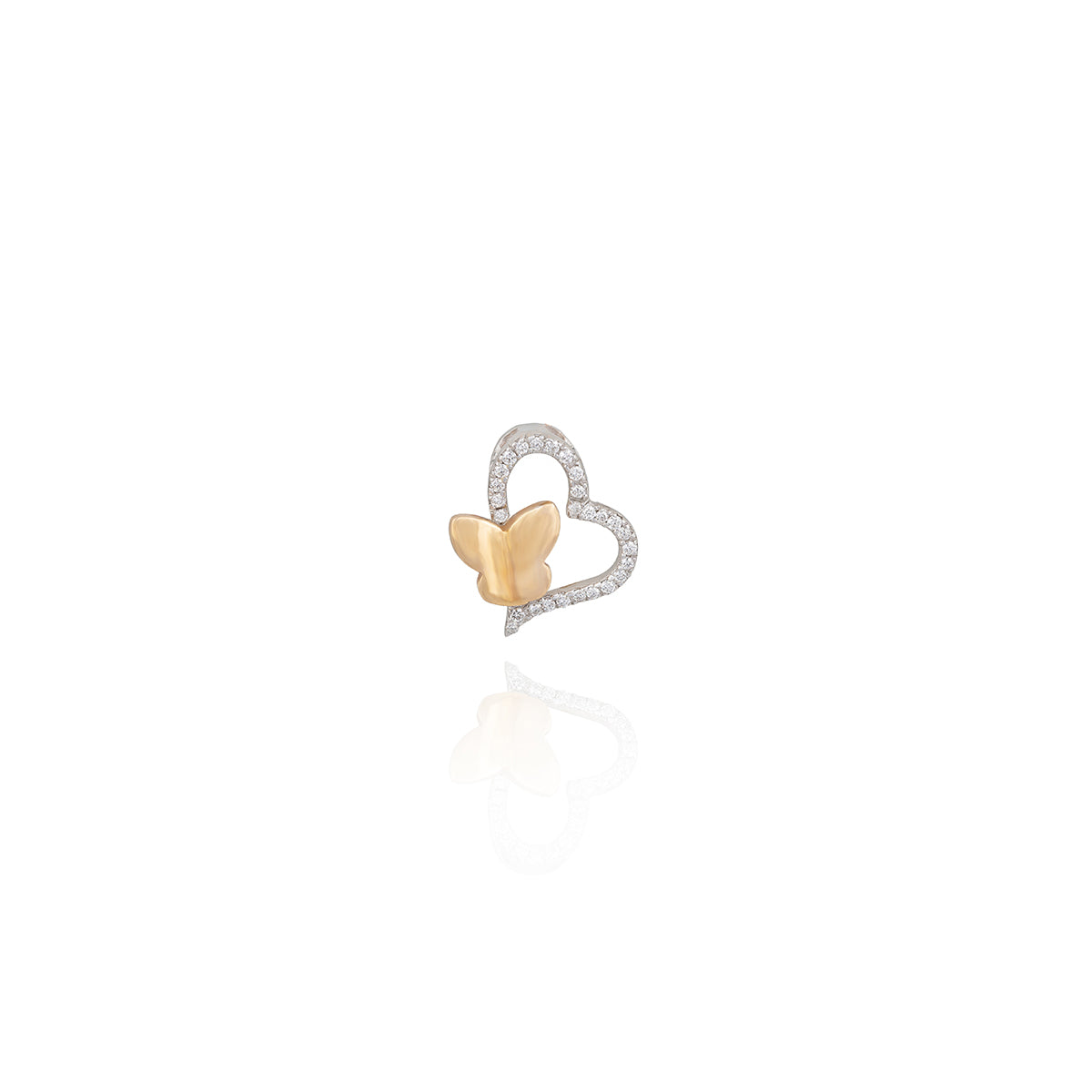 Heart and Butterfly Harmony Diamond Pendant in 18K Gold