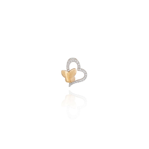 Heart and Butterfly Harmony Diamond Pendant in 18K Gold