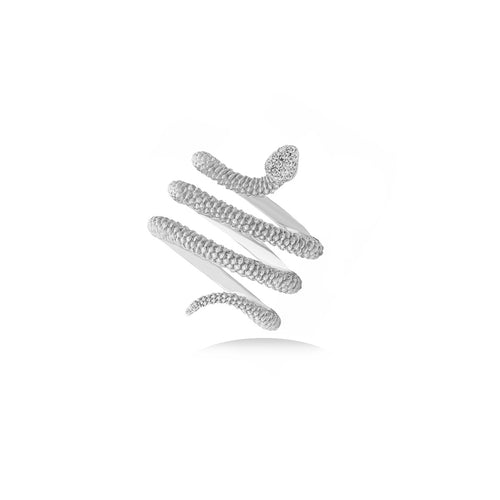 Diamond Snake Ring In 18K Rose Gold