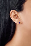 Emerald Cut Purple Stud Earrings in 18K Yellow Gold