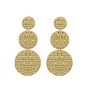 Triple Disc Textured Gold Drop Earrings