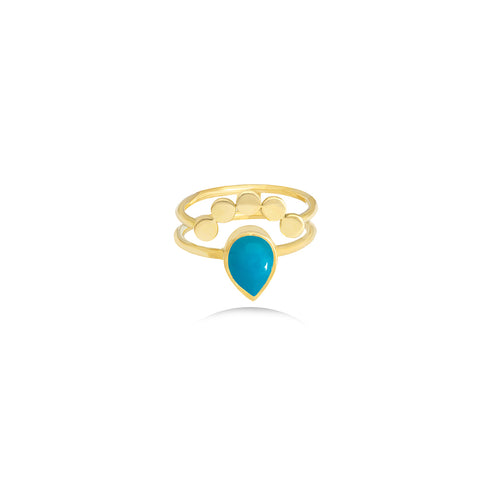 Pear Shape Emerald Ring in 18k Yellow Gold