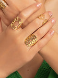 Flower Shield Ring in 18k Yellow Gold