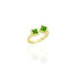 Open Ring Adorned with Two Exquisite Red Semi-Precious Stones