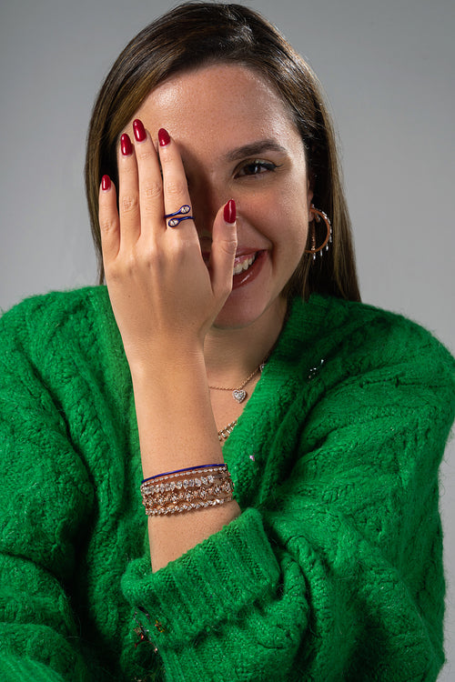 Diamond Oval Link Bangle in 18k Gold