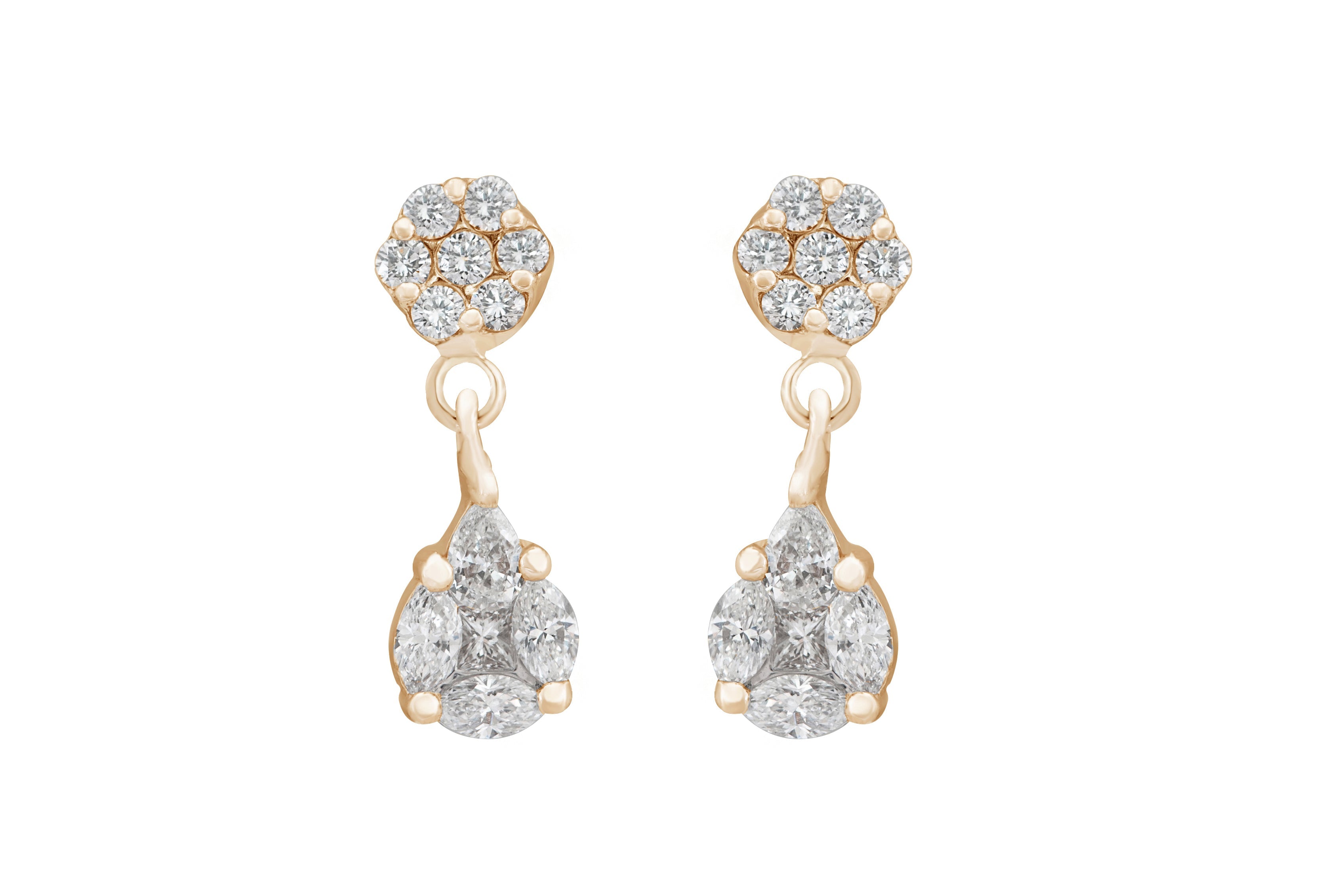 Droplet Diamond Earrings in 18K White Gold