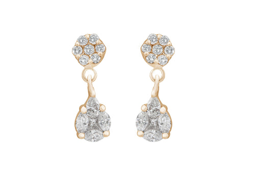 Droplet Diamond Earrings in 18K White Gold