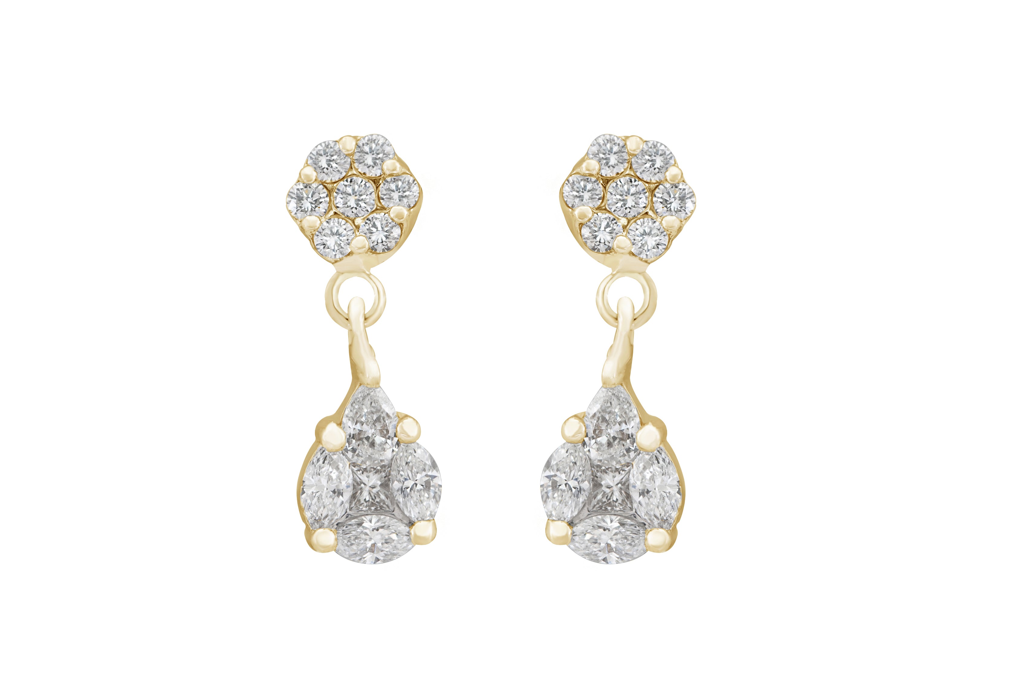 Droplet Diamond Earrings in 18K White Gold