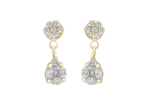 Droplet Diamond Earrings in 18K White Gold