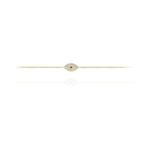 Diamond Evil Eye Bracelet in 18k Gold