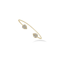 Diamond Pear Shape Cuff Bangle Bracelet in 18k Gold