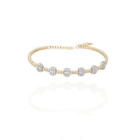 Diamond Beaded Bangle in 18k Yellow Gold