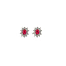 Flower Vintage Earrings With Round Emerald And Diamonds