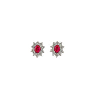 Flower Vintage Earrings With Round Emerald And Diamonds
