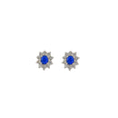 Flower Vintage Earrings With Round Emerald And Diamonds