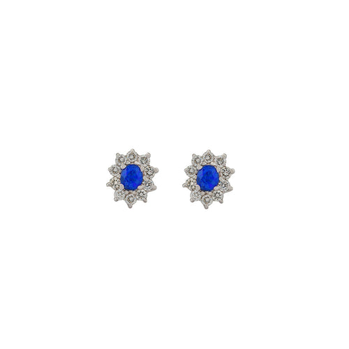 Flower Vintage Earrings With Round Emerald And Diamonds