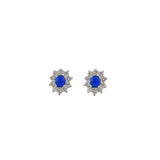 Flower Vintage Earrings With Round Emerald And Diamonds