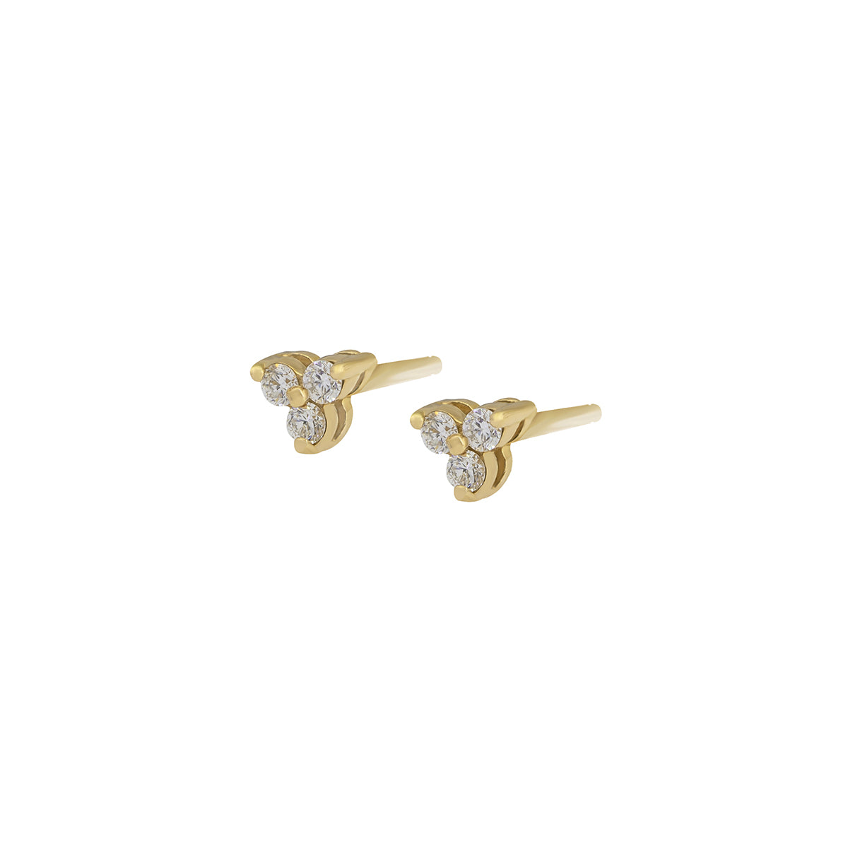 Diamond Three-Stone Stud Earrings