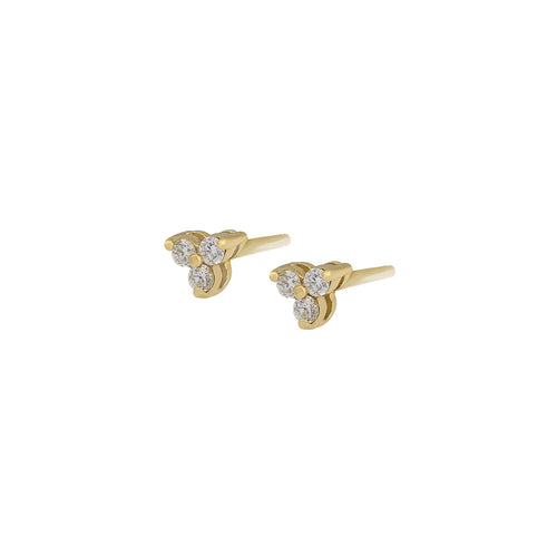 Diamond Three-Stone Stud Earrings