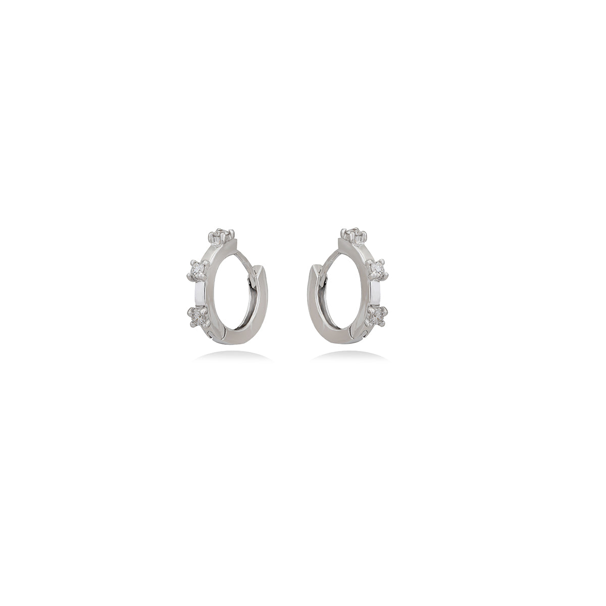 Tow Stone Diamond Hoop Earring 18k Gold