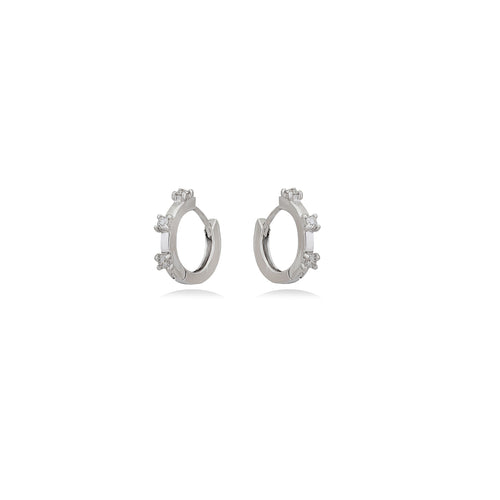 Tow Stone Diamond Hoop Earring 18k Gold