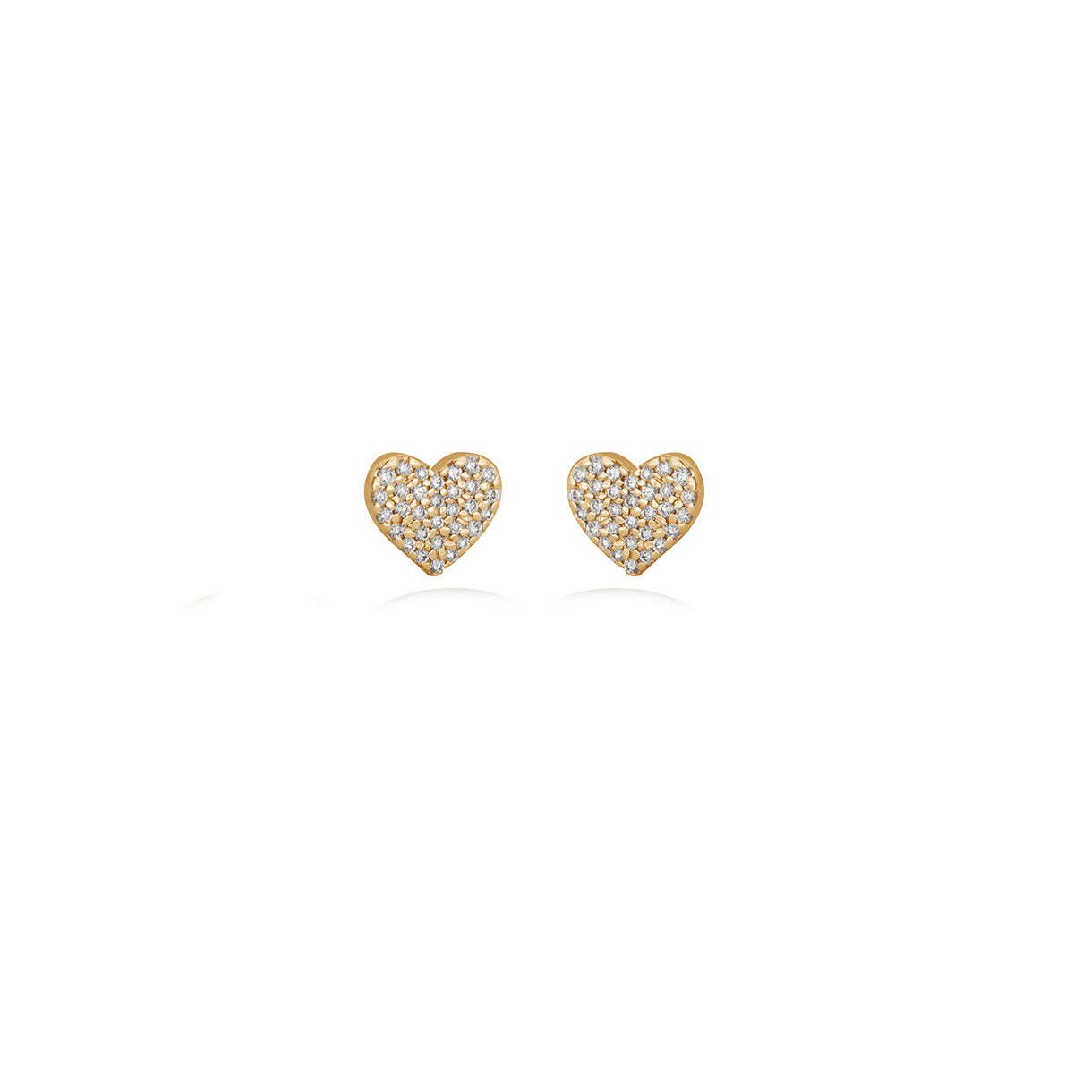 Diamond Hearts Earrings in 18k Yellow Gold