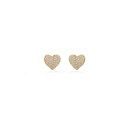 Diamond Hearts Earrings in 18k Yellow Gold