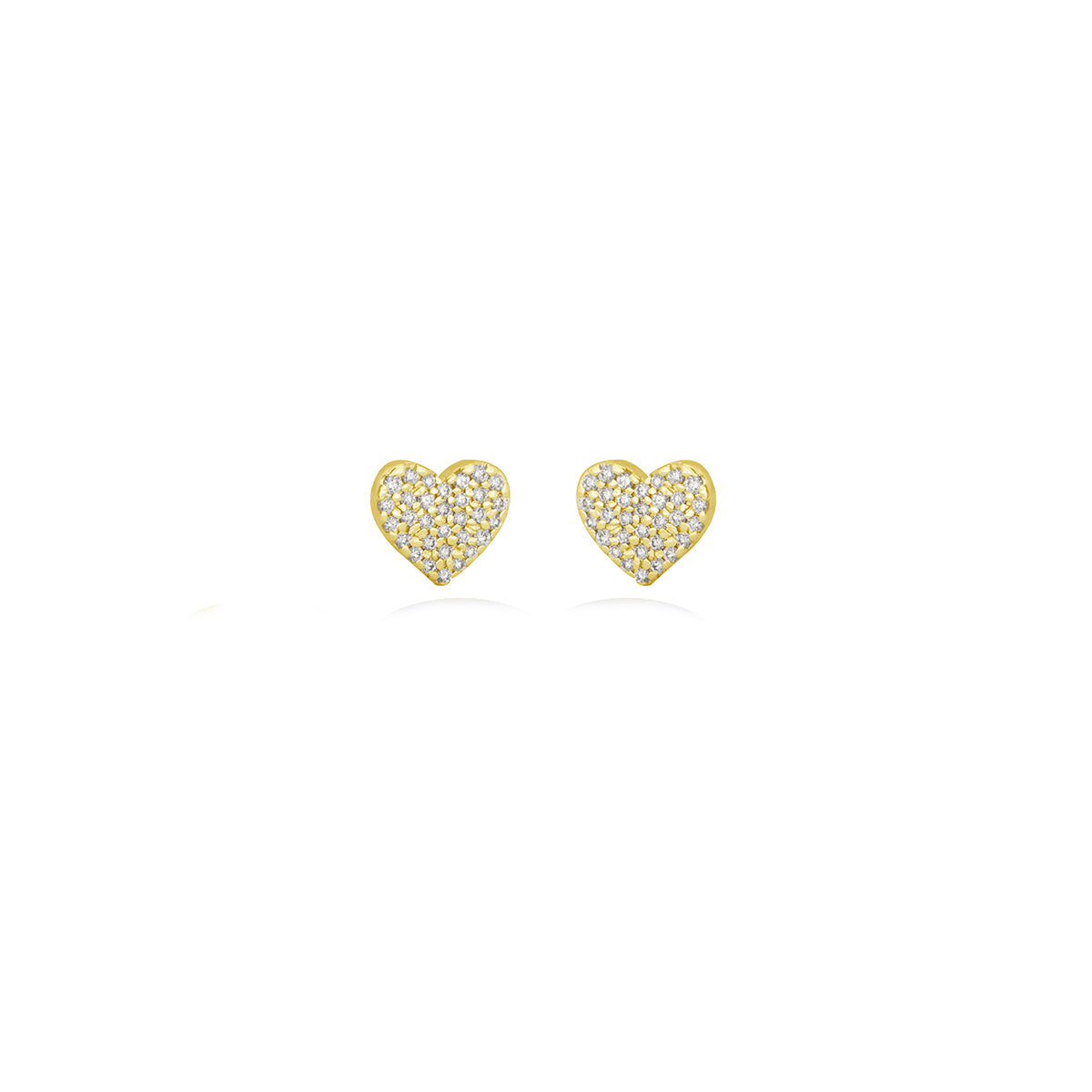 Diamond Hearts Earrings in 18k Yellow Gold