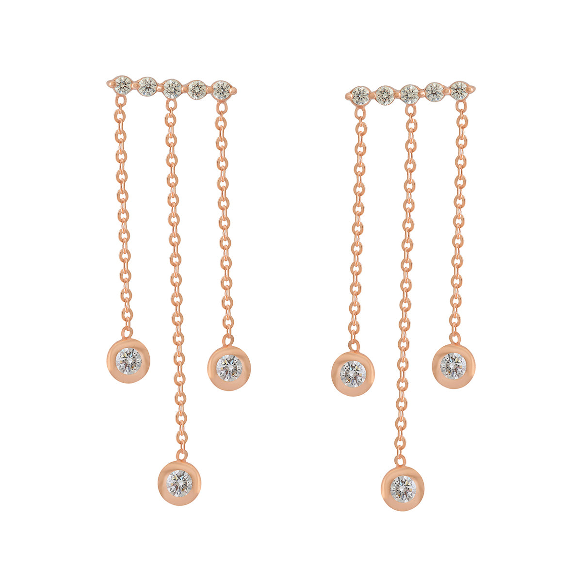 Chain Drop Diamond Earrings in 18K Rose Gold