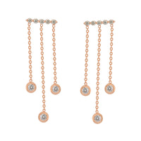 Chain Drop Diamond Earrings in 18K Rose Gold