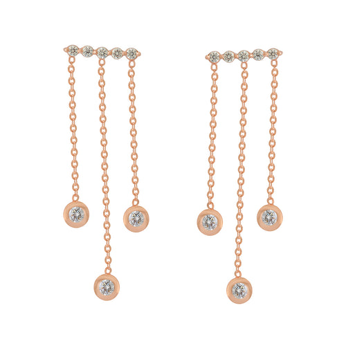 Chain Drop Diamond Earrings in 18K Rose Gold