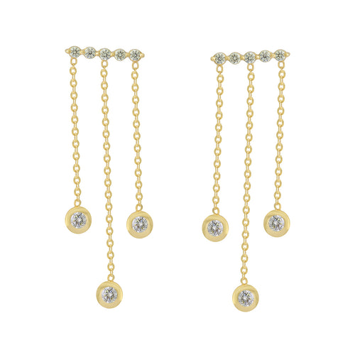 Chain Drop Diamond Earrings in 18K Rose Gold