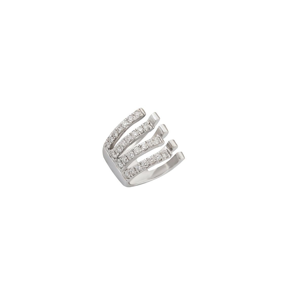 Diamond 4-Row Open Negative Space Cuff Earring