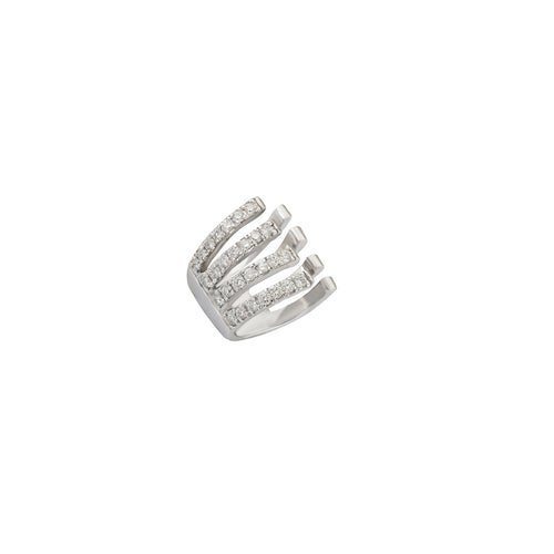 Diamond 4-Row Open Negative Space Cuff Earring