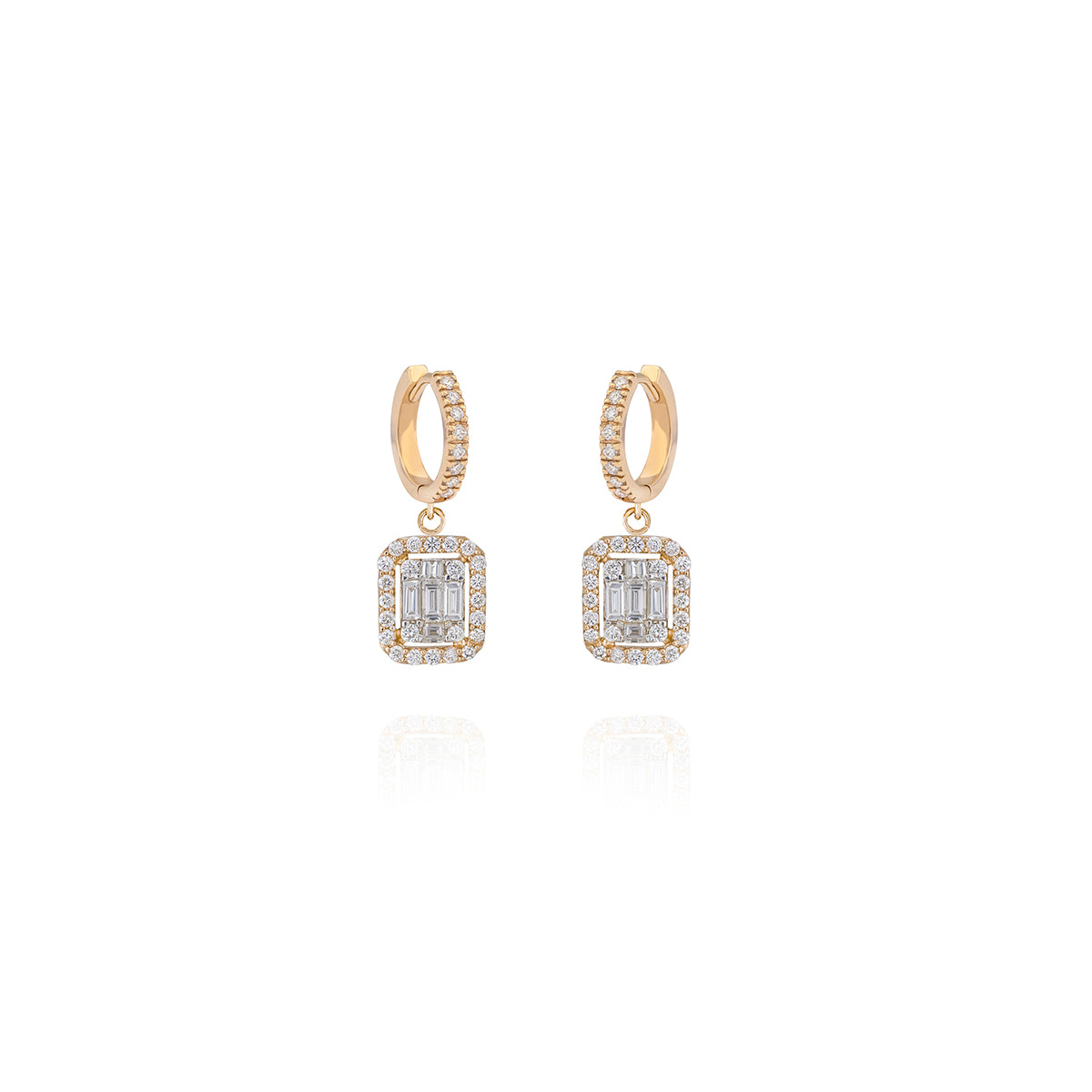 Gold Hoop Drop Earrings with 0.74ct Diamonds
