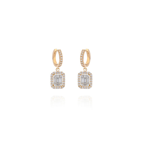 Gold Hoop Drop Earrings with 0.74ct Diamonds