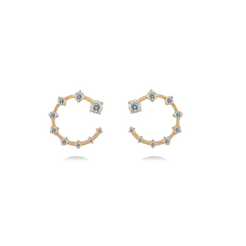 Circle Diamond Earrings in 18K Gold