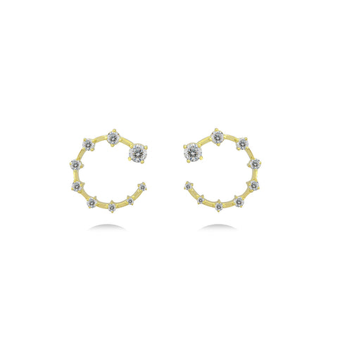 Circle Diamond Earrings in 18K Gold