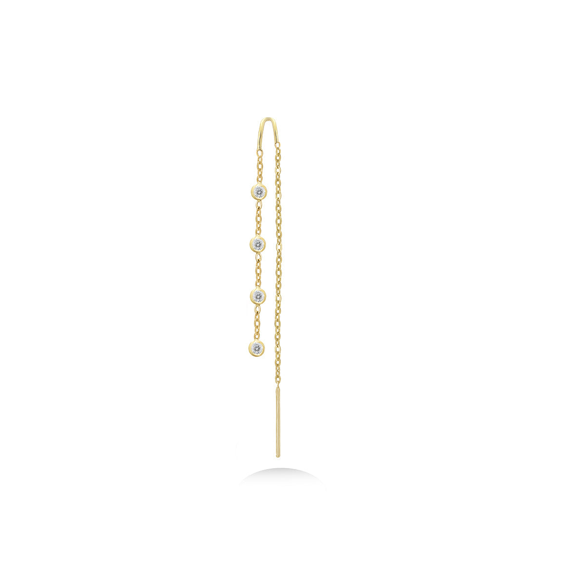 Threaded Diamond Drop Earrings in 18k Gold