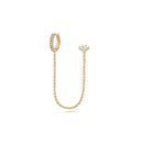 Diamond Chain and Hoops Stud Earrings in 18k Gold