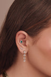 Flower Vintage Earrings With Round Emerald And Diamonds