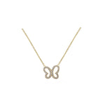 Open Diamond Butterfly Necklace in 18k Gold
