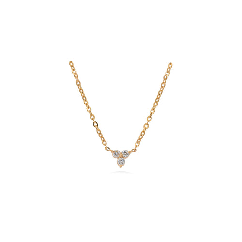Gold Round Cut Diamond Trio Necklace