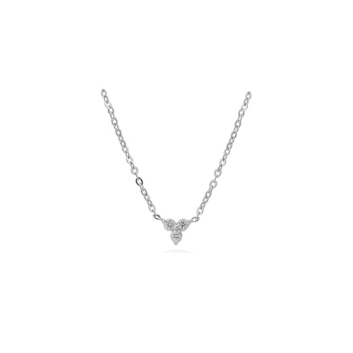 Gold Round Cut Diamond Trio Necklace