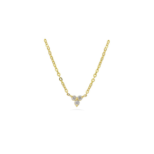 Gold Round Cut Diamond Trio Necklace